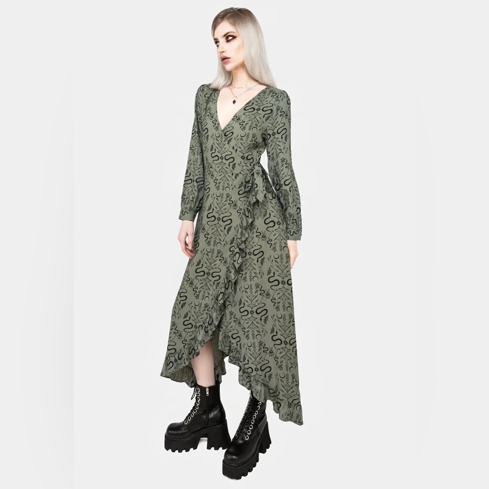 Disturbia Dominion Snake Print Midi Wrap Dress US 14 / UK 18